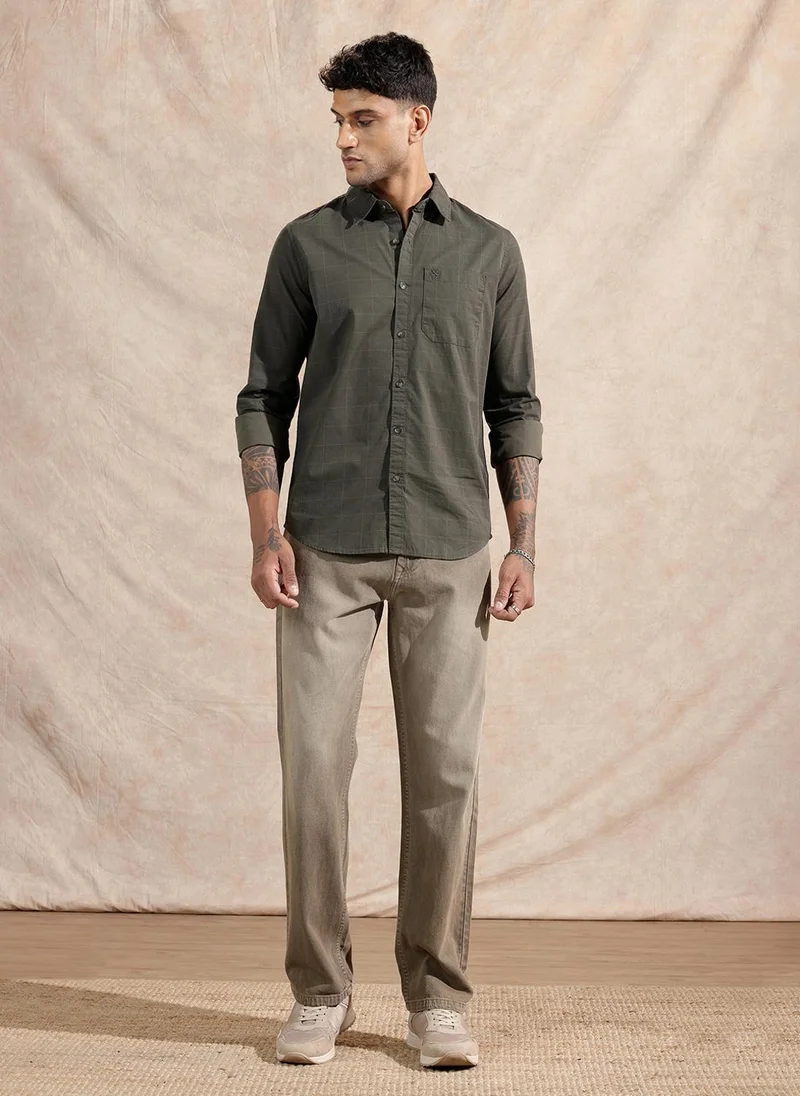 Wrogn  Solid Anti Fit Jeans  | Khaki for Men | Best Price UAE